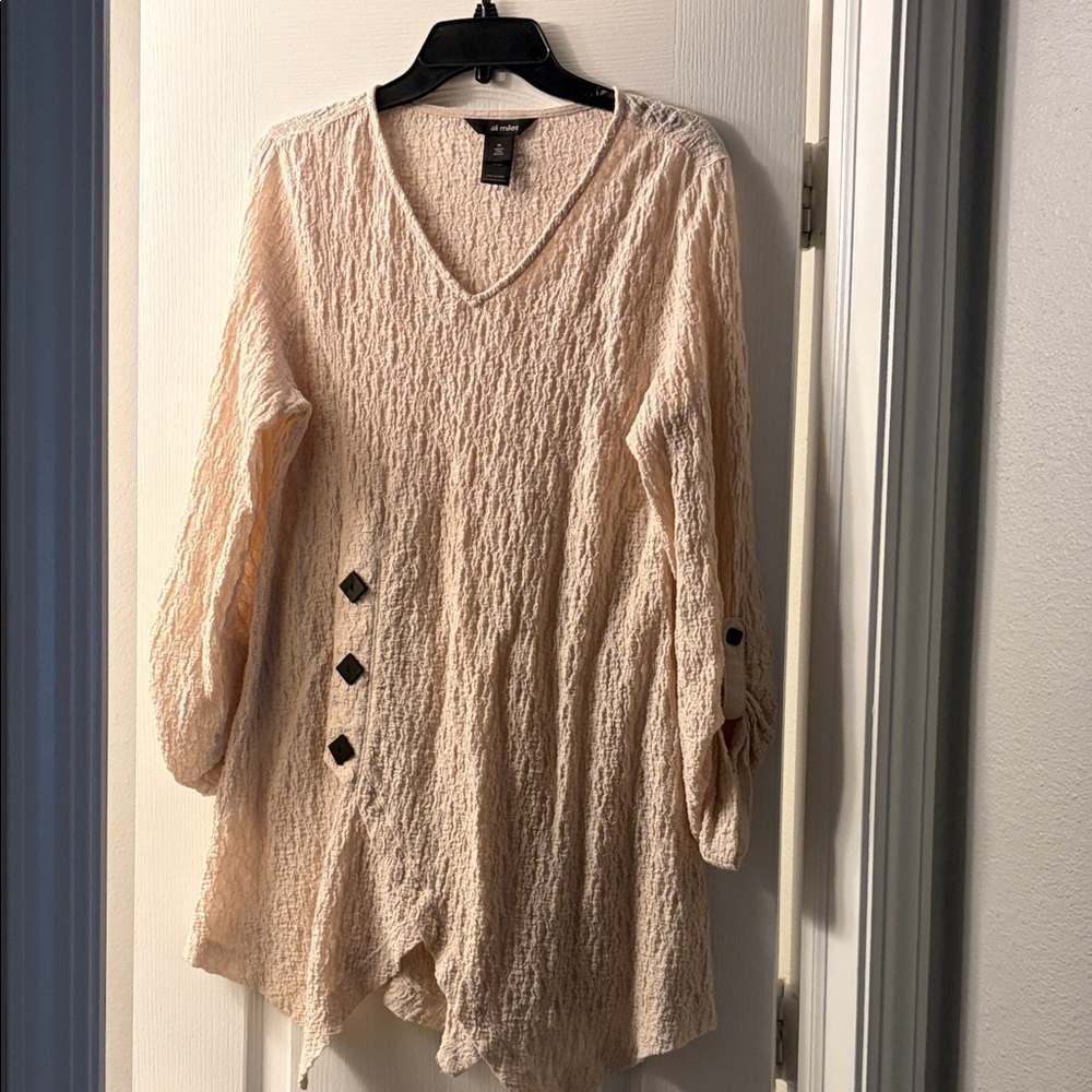Ali Miles Beige Textured Top